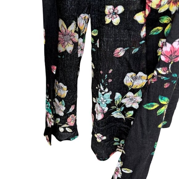 No Boundaries Maxi Skirt Size XL High Slits with Shorts Black Floral NWOT - Picture 8 of 10